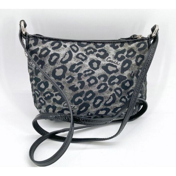 Coach Metallic Black & Silver Cheetah Ocelot Print Crossbody Bag - Picture 2 of 6